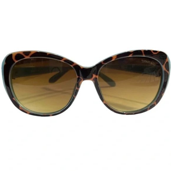 TIFFANY & CO. Animal Print On Tiffany Blue Polarized Cats Eye Sunglasses TF4048 - Picture 3 of 11